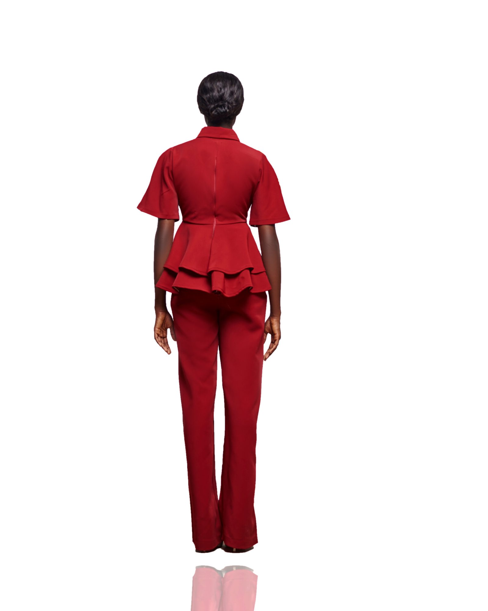 Wine Red Peplum Pant Set - Image 2