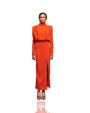 Structured Drape Sleeve Gown