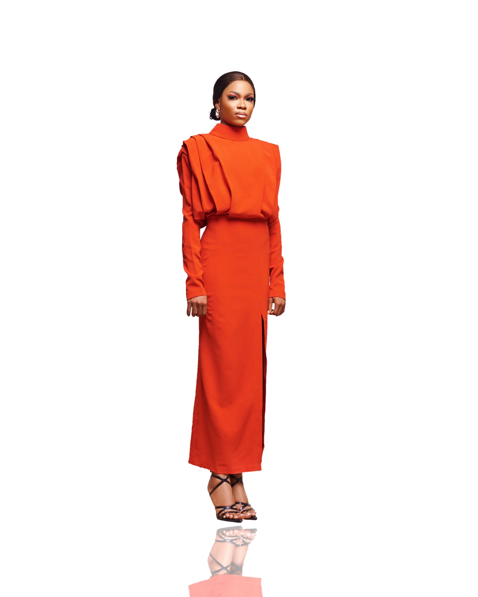 Structured Drape Sleeve Gown - Image 3