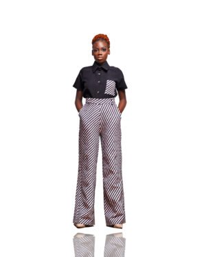 Contrast Pocket Shirt & Patterned Pants Set